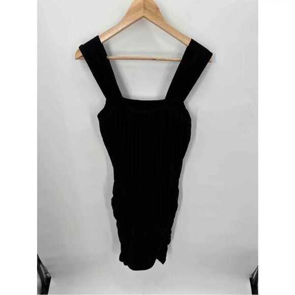 SUNDRY x EVEREVE NWT Square Neck Ruched Dress in Black - Picture 6 of 9